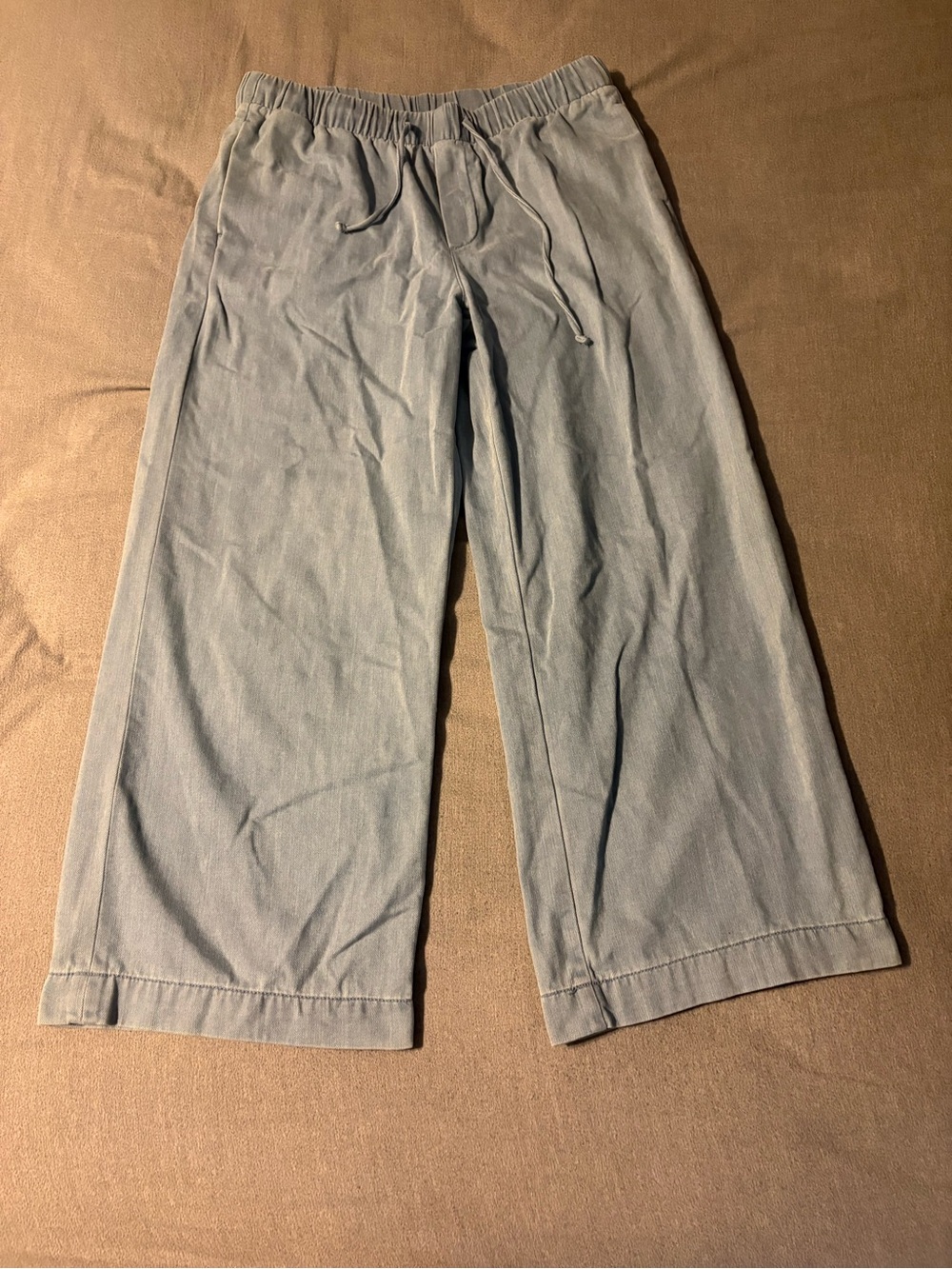 American Eagle Outfitters Light Blue Wide-Leg Drawstring Pants